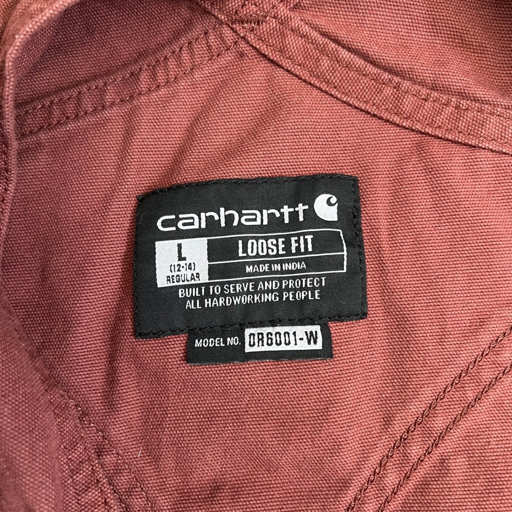 Carhartt Women's Rugged Flex Loose Fit Canvas Bib Overalls Large (12-14) Red - Picture 3 of 9